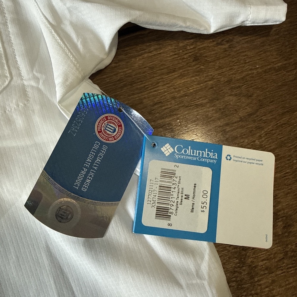 NEW Columbia PFG Clemson Tigers Mens Medium White Vented Fishing Shirt UPF 40 - Picture 5 of 8